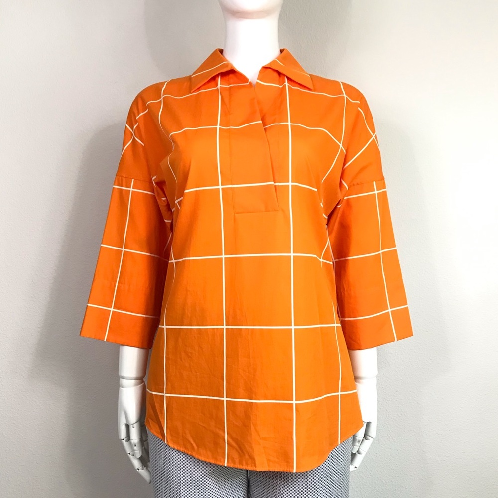 AKRIS PUNTO windowpane kimono sleeve blouse